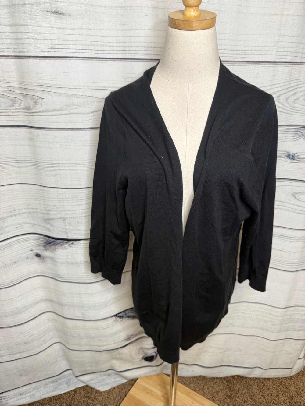 Lands' End Black Open-Front Lightweight Cardigan